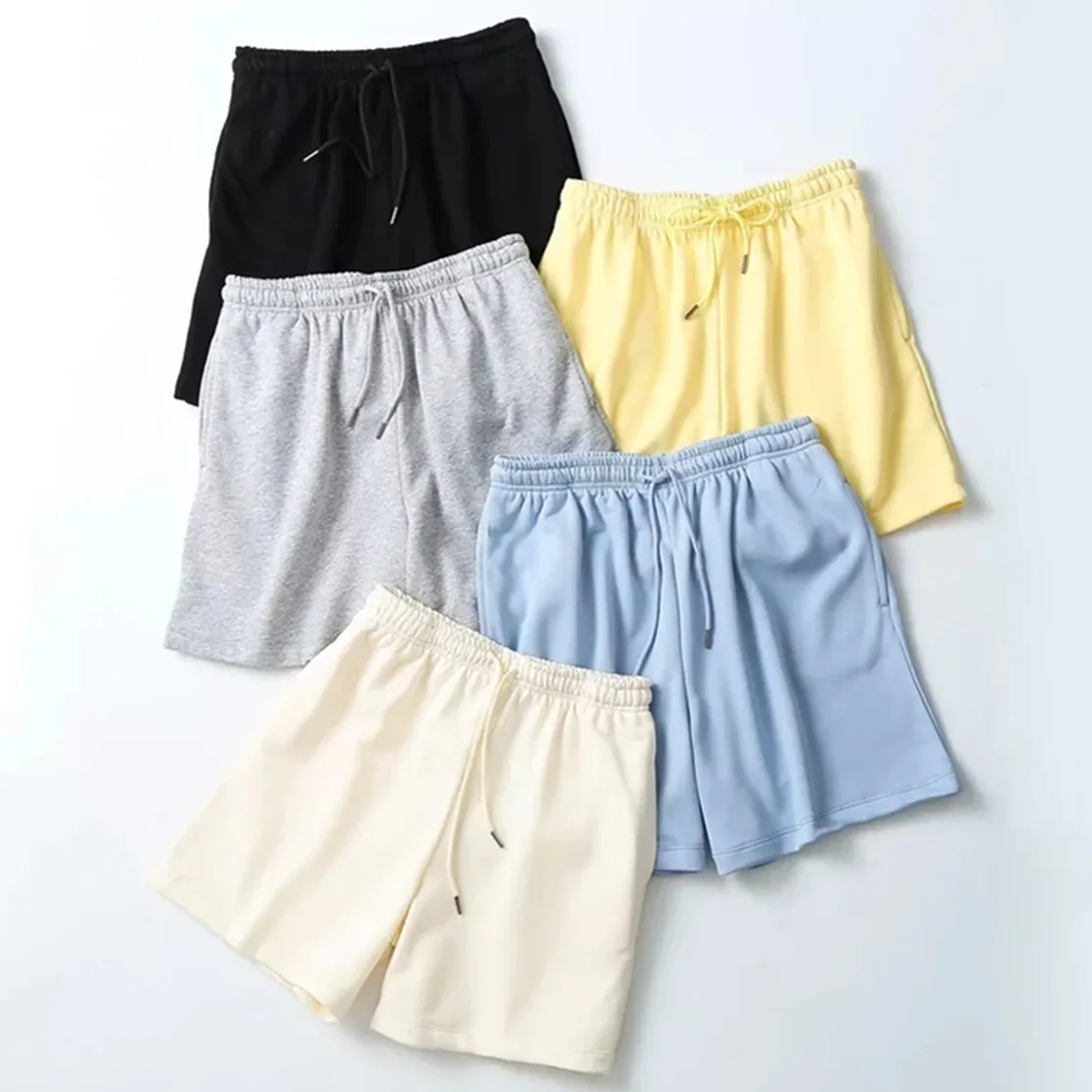 

Withered 2022 England Style Fashion Simple High Quality Collect Waist Colorful Pure Cotton Terry Harem Shorts Women Bermuda