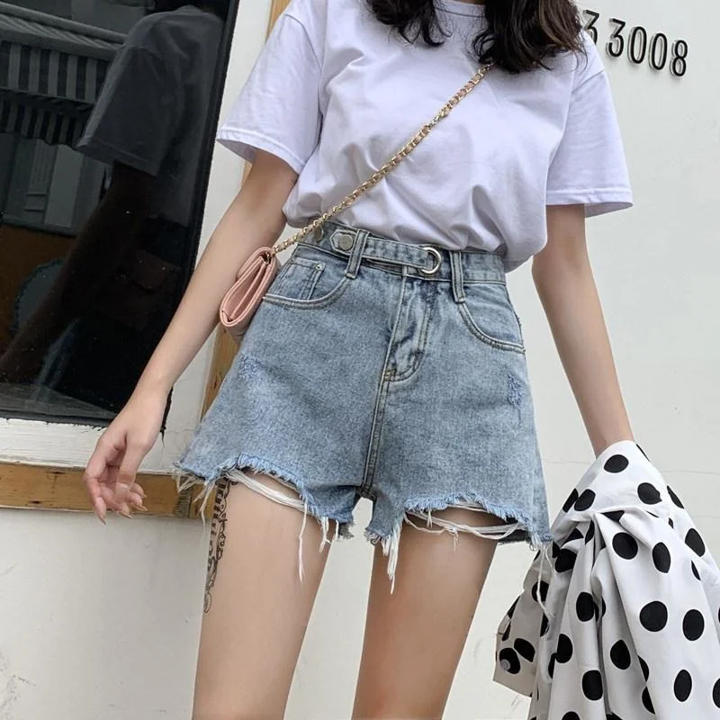 

Women Fashion Casual Summer Cool Denim Booty Shorts High Waists Female Fur-lined Leg-openings Plus Size Sexy Short Jeans Hot