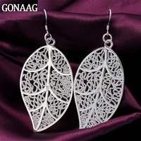 925 sterling silver leaves drop earrings for woman wedding engagement fashion party charm jewelry gifts