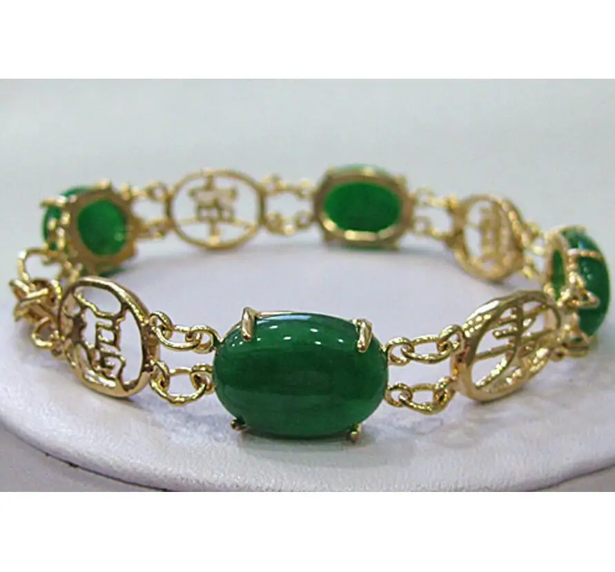 

Fashion jewelry 12X16MM Bead Green Jade Bracelet
