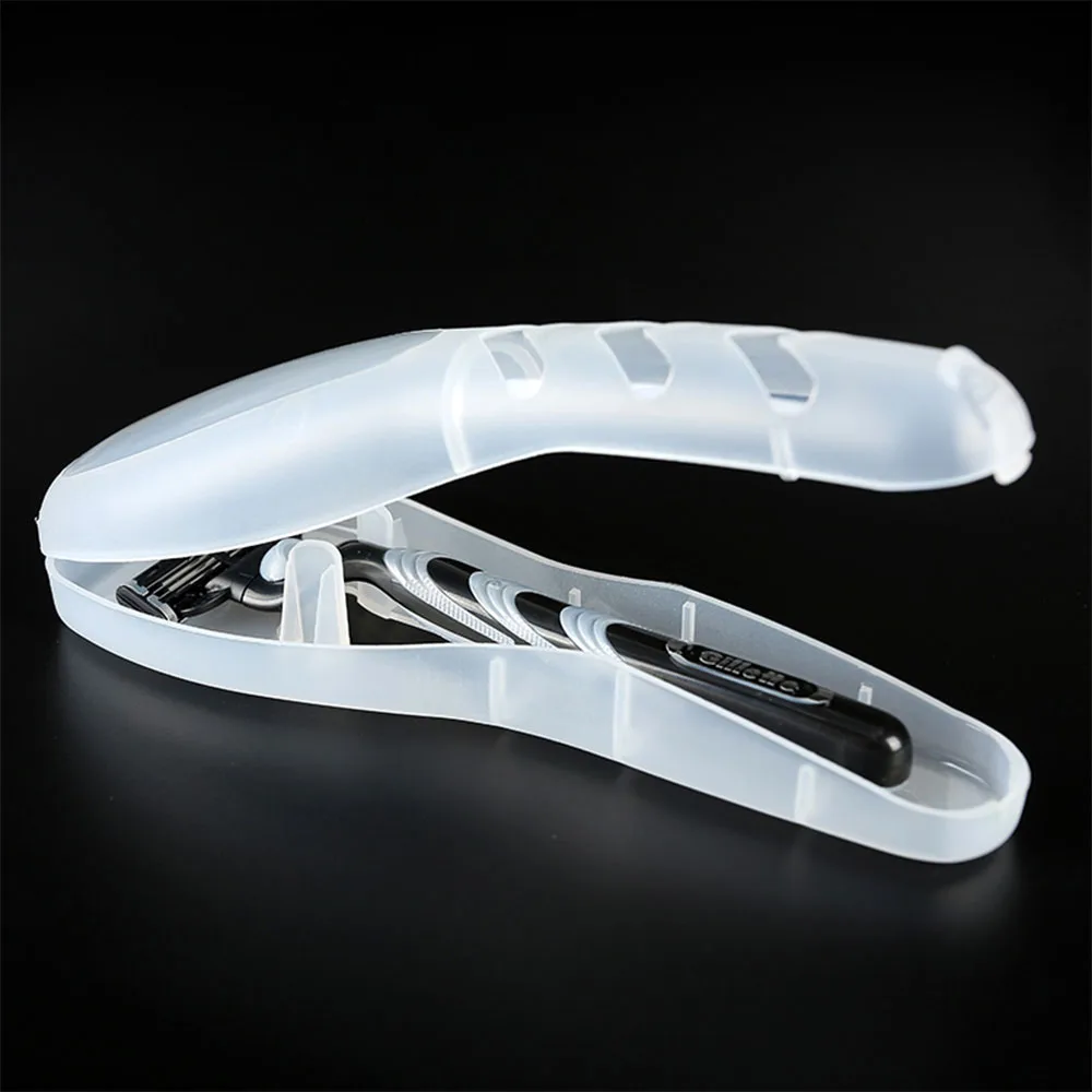 

Портативный прозрачный контейнер для хранения бритвенного станка, держатель для бритвы, домашний дорожный органайзер для ванной комнаты