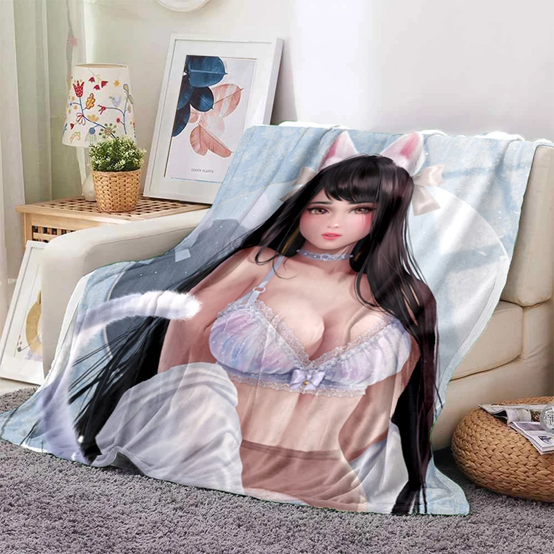 

Sexy Anime Girls Blanket Soft Plush Flannel Throws Blankets for Sofa Bed Couch best Gifts All season light bedroom warm Decke