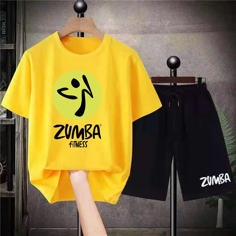 

Limited Zumba Graphic Cotton Fitness Sets Mens Womens Fashion Sportwear Trend T-Shirts Streetwears Shorts +Tees Sports Tracksuit