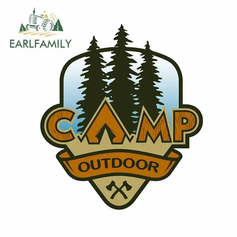

EARLFAMILY 13 см x 11,2 см для лагеря на открытом воздухе, для пеших прогулок, смешные наклейки на автомобиль, сделай сам, тонкая наклейка, аниме для украшения кузова автомобиля