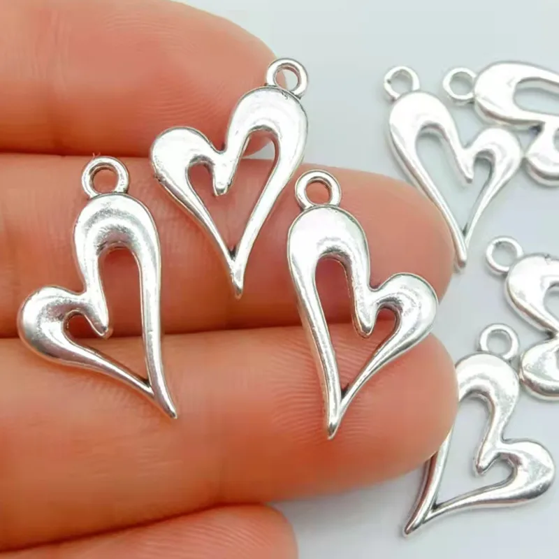 

20pcs Charms Hollow Lovely Heart 21x16mm antique Silver Color Pendants Antique Jewelry Making DIY Handmade Craft