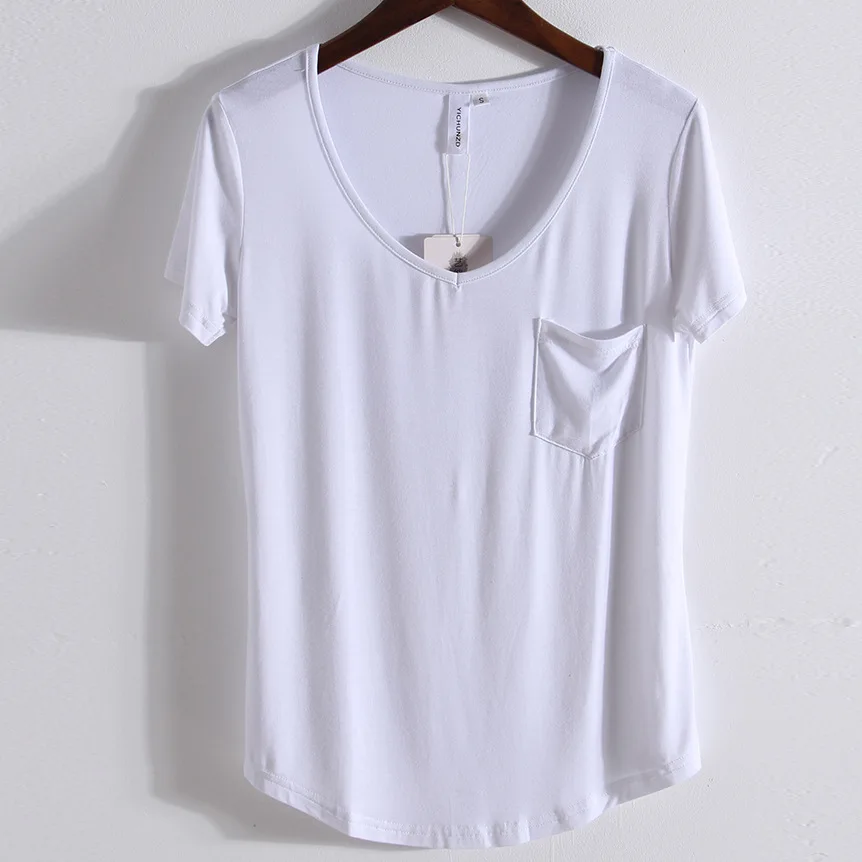 

European and American Plus Size Women's Clothes Modal White Short-Sleeved T-shirt Women's Simple Solid Color Top 2022
