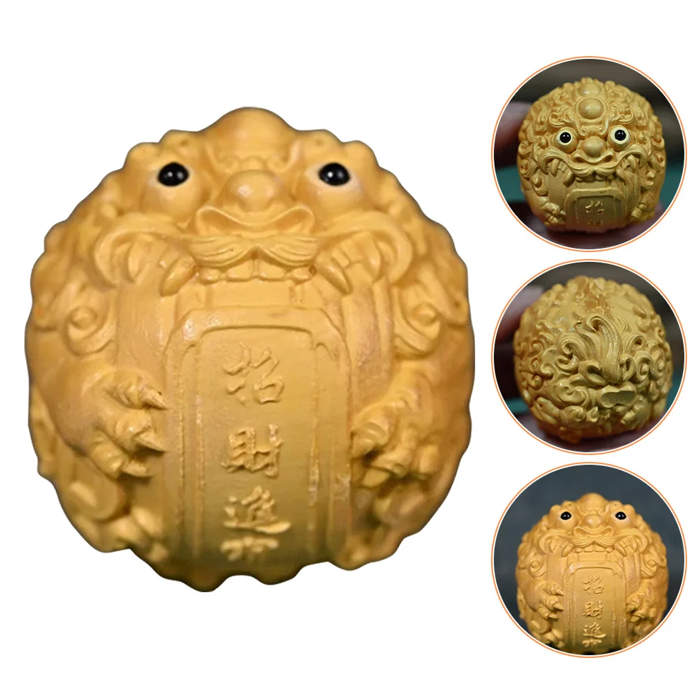 

Feng Chinese Shui Pi Yao Statue Bagua Wood Ornament Charm Protection Brass Decoration Coins Keychain Peach Wooden Baoding Kylin