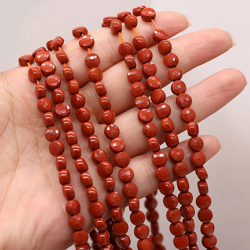 

Natural Semi-precious Stones Oblate Faceted Red Turquoise Beaded DIY Ladies Necklace Bracelet Jewelry Making 6MM