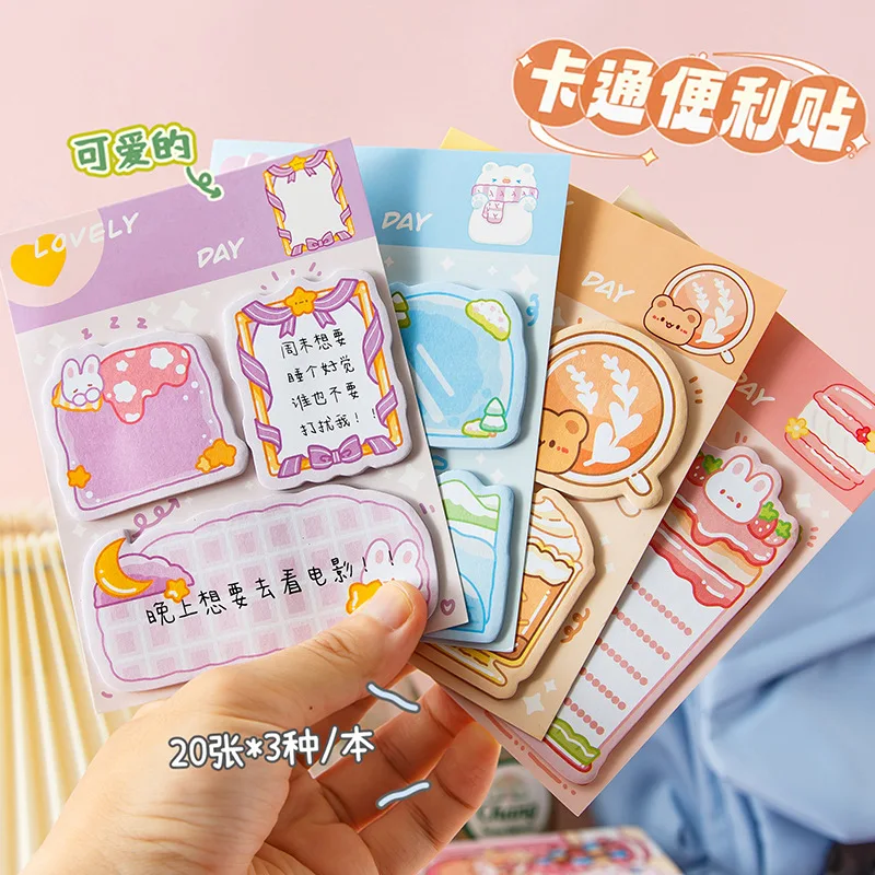 

Kawaii Cartoon Rabbit Bear Sticky Notes Memo Pad Cute Message N Times Sticky Journal Planner Decor stickers Stationery Supply