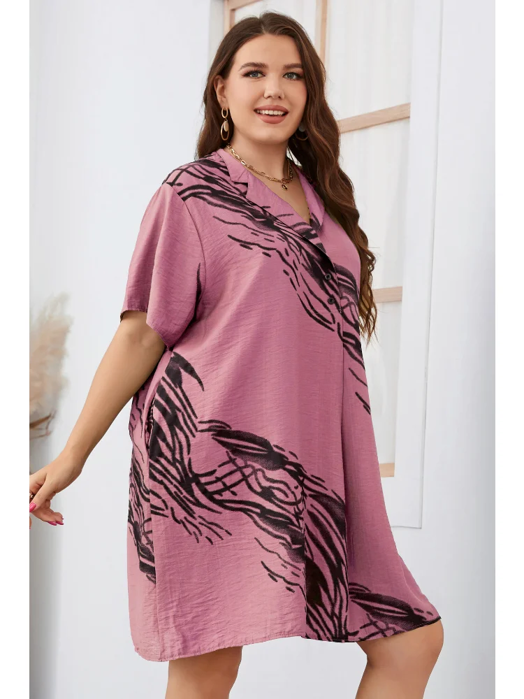 Large Women's Dress Short Sleeve Loose fitting Dress plus size dresses