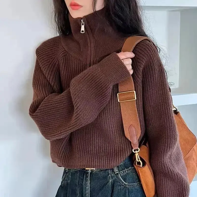 2024 новый стиль корейская версия свободный крой воротник-стойка чувственный