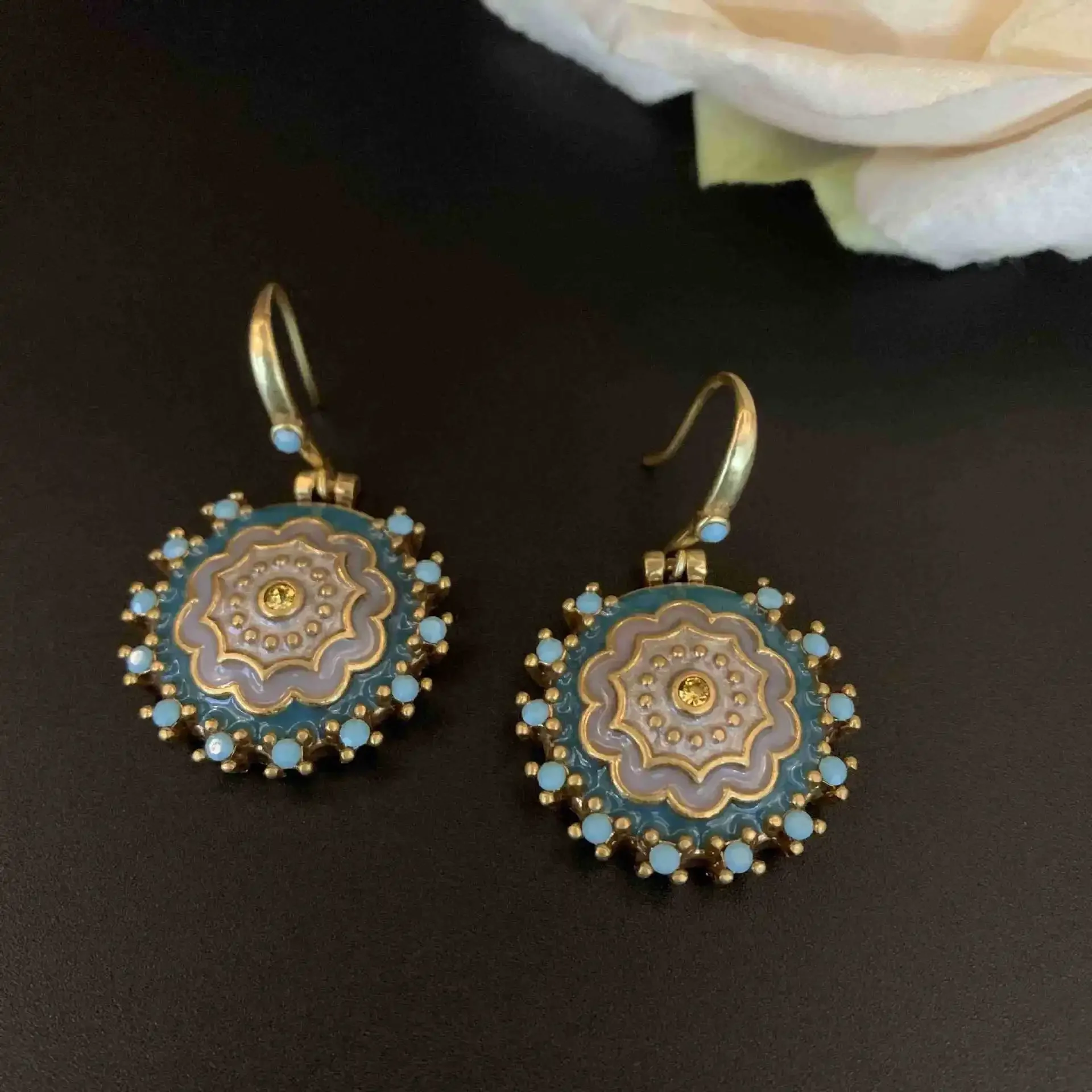 Винтажные Необычные эмалевые серьги Гео-капли для женщин дизайнерские ювелирные