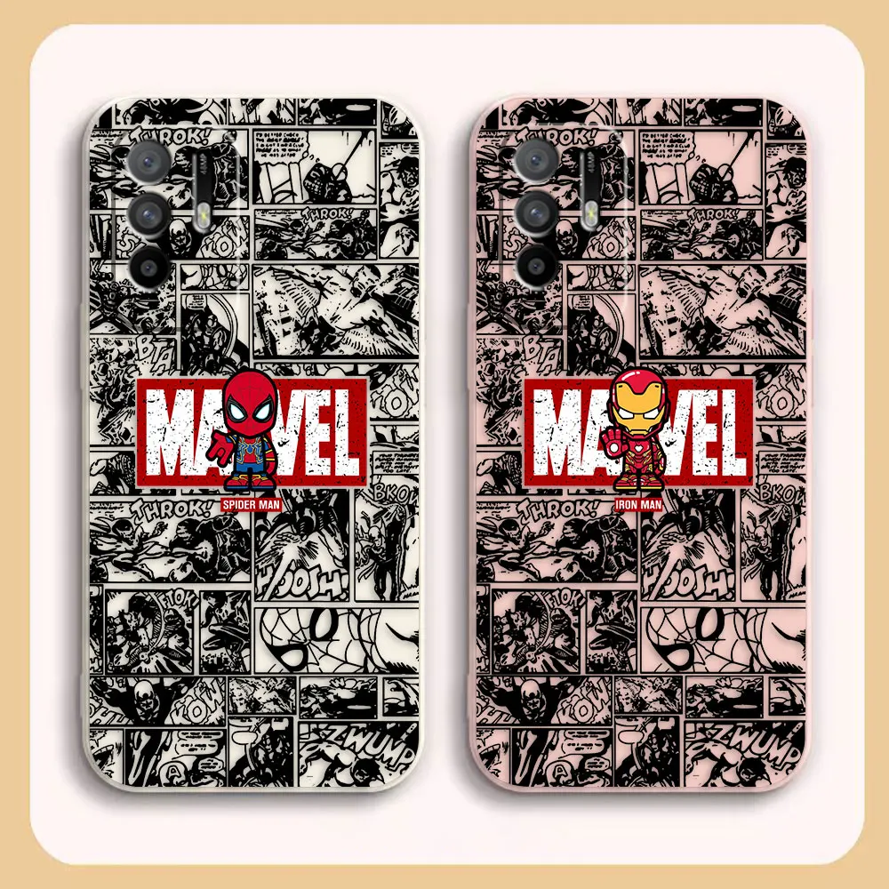 

Case For OPPO A52 A54 A55 A57 A59 A93 A83 A92S A93S 4G 5G A16 Colour Simple Liquid Silicone Case Marvel Iron Spider-Man Comics