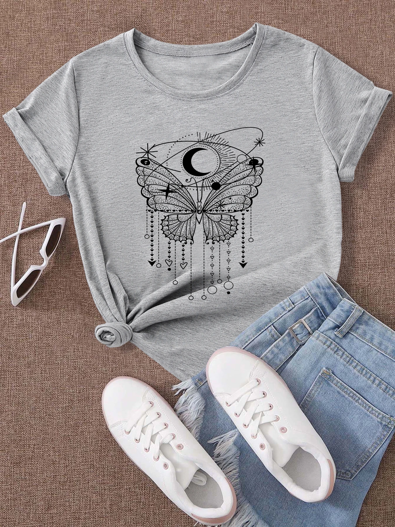 Хлопковая футболка унисекс с коротким рукавом в западном стиле