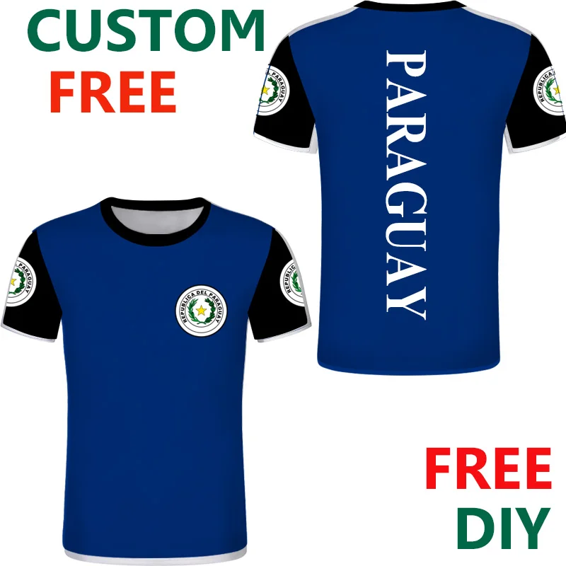 

Paraguay DIY Free Custom Tshirt Flag Emblem Paraguayan Black Tee Shirts Republic Name Number Personalized Spanish T Shirt