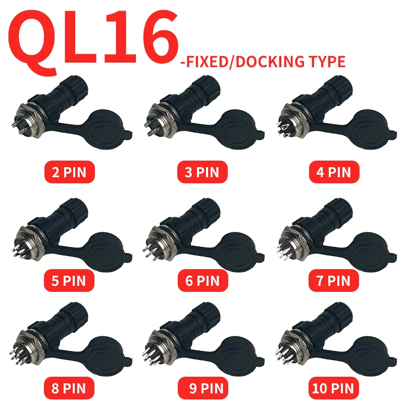 

5/10/100Sets QL16 GX16 M16 Aviation Plug Ip65 Anti Electric Shock Male Female Docking Panel Mounted Connector 2/3/4/5/6/7/8/9pin