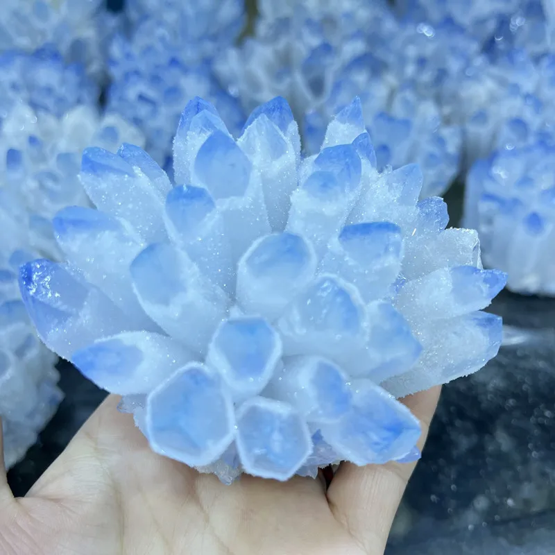 Reiki Natural Blue Crystal Cluster Ornaments Home Decoration Degaussing Crystal Mineral Original Stone Ornaments Handicrafts 1pc