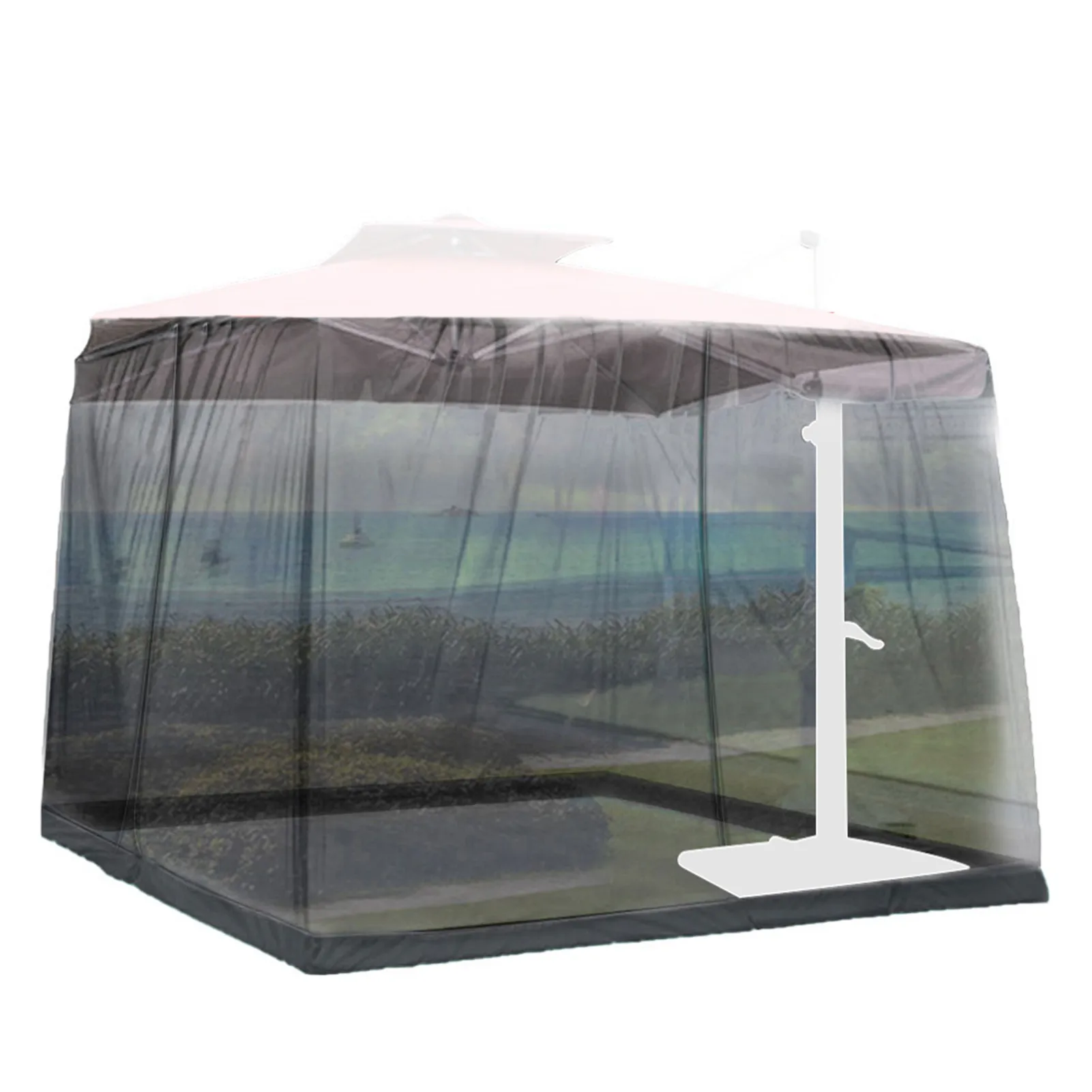 

Patio Umbrella Netting Outdoor Screen Mesh Enclosure Large Polyester Mesh With Zipper Curtain Durable Camping Screen House Net