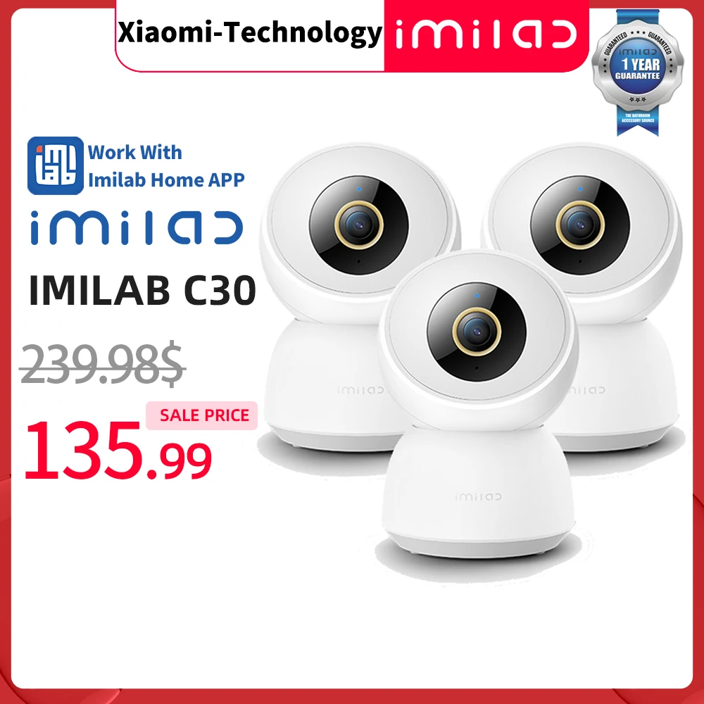 

IMILAB C30 Security Camera Smart Home Indoors Baby Cam 360° Vedio Surveillance IP WiFi 2.5K HD CCTV Night Vision Webcam 3Pack
