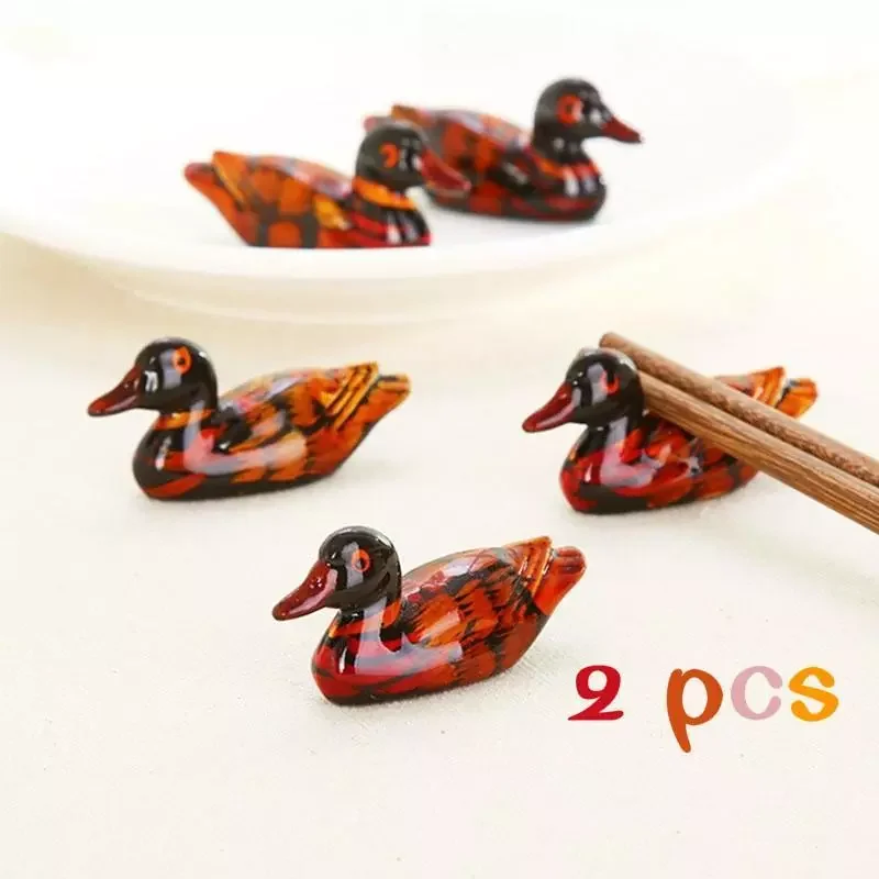 

2 Pcs Cute Duck Chopstick Stand Rest Rack Spoon Fork Chopsticks Holder Decor Cutlery Stand