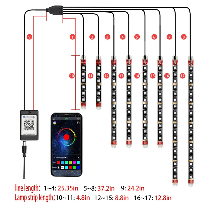 8 шт. комплект светодиодных фонарей для мотоцикла многоцветный с управлением
