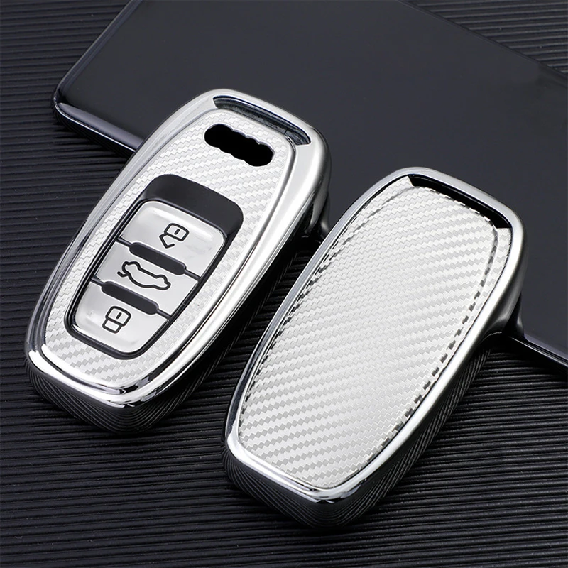

Carbon Fiber Soft TPU Car Remote Key Case Cover Holder Shell Fob For Audi B7 B8 A6 A5 A7 A8 A4 A1 A3 S4 Q5 S5 S6 Q7 Accessories