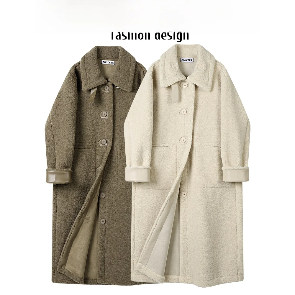 Civicera Design Sense Свободное универсальное длинное пальто из искусственного меха