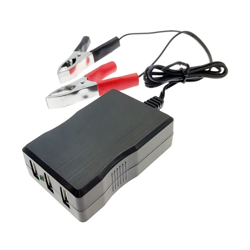 

Converter Battery Clip 8V-24V USB Charger Power Adapter 3 Ports Automatically Shunt Charging for Android Phone Tablets