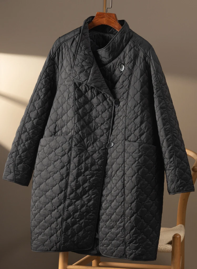 2022 New Thin Women Jackets Winter Coat Jacket  Long  High Street Quilted Coats for Women Winter Clothes Women Single Breasted