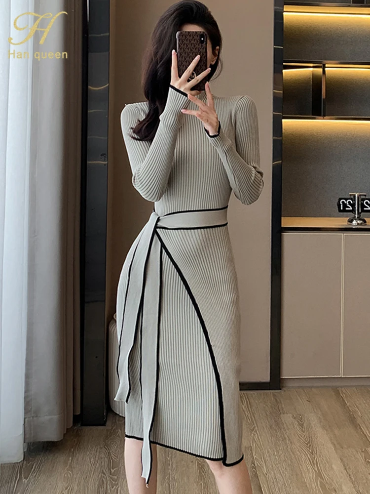 

Женское трикотажное платье-карандаш H Han Queen, Осень-зима