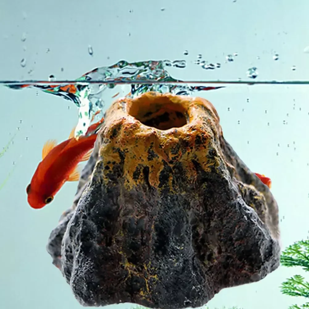 

Fish Tank Landscaping Volcano Shape Aquarium Decoration Rockery Ornaments Toys Family Fish Tank Oxygenation Accessories
