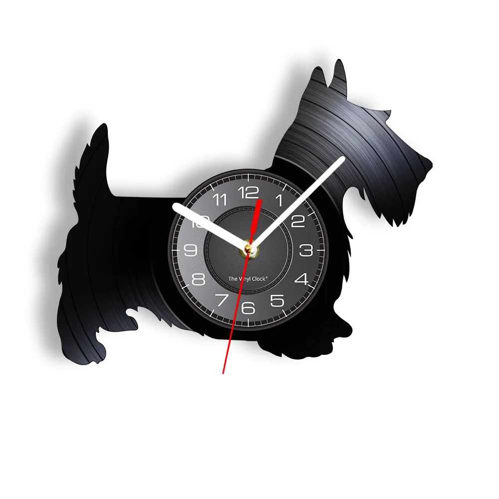 

Scottie Dog Wall Clock Scottish Terrier Dog Breed Vinyl Record Wall Clock Personalized Puppy Pet Home Decor Dog Lover Gift