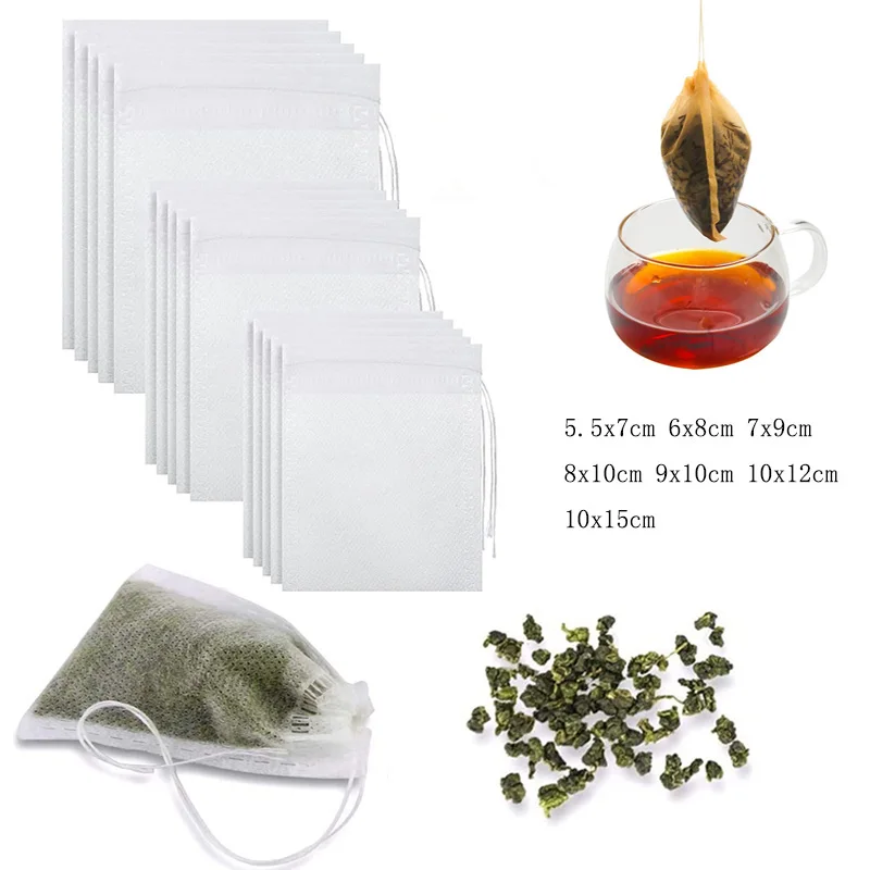 

Bags Spice Bags Heal 50/100pcs Non-woven Teabags Tea Filters Filter Disposable Seal Spice Tea Fabric For Tea Bags