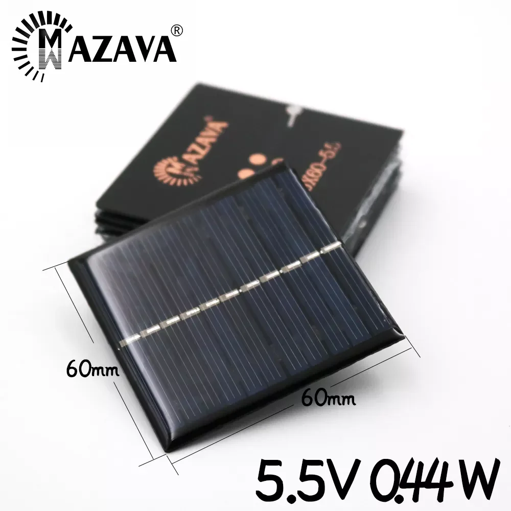 

2023NEW 10pcs 5.5V 0.44W 80mA Solar Panel Solar Cells Phone Charger Home Improvement 60mm*60mm Polycrystalline Silicon