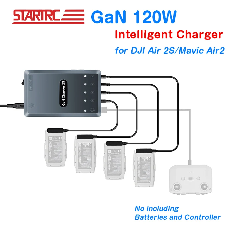 

STARTRC GaN 120W Smart Charger Intelligent Battery Charging Hub for DJI Air 2S Mavic Air 2 Drone Battery Remote Control