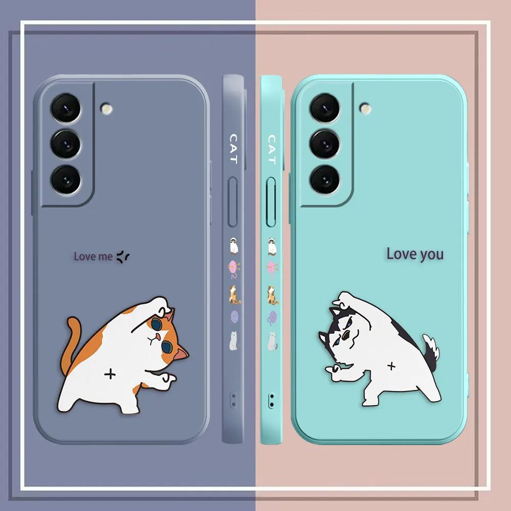 Case For Samsung Galaxy S23 S22 S21 S20 FE S11 S11E S10 S10E S9 S30 Ultra Plus 4G 5G Case Fundas Cqoues Shell Funny Couple Cats