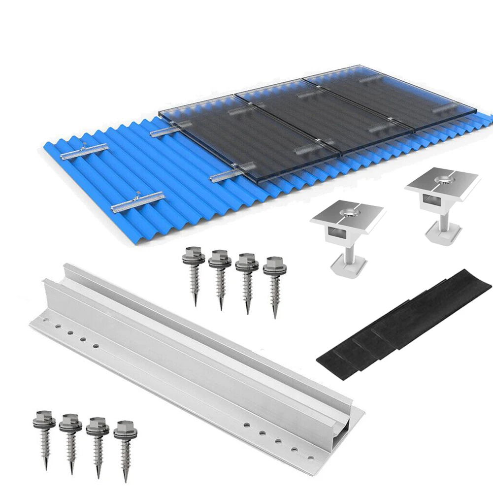 

30cm Solar Panel Module Bracket Rail TrapezoidalSheet Mount Rail Solar Panel Middle Clamp End Clamp For Frame Modules