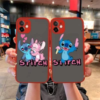 cute lovely cartoon stitch phone case for iphone 12 11 pro mini max xs x 8 7 plus se 2020 xr matte transparent light red cover