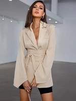 spring 2022 new lapel suit waist tie waist long sleeve slim windbreaker coat trench coat for women womens coat belt trench
