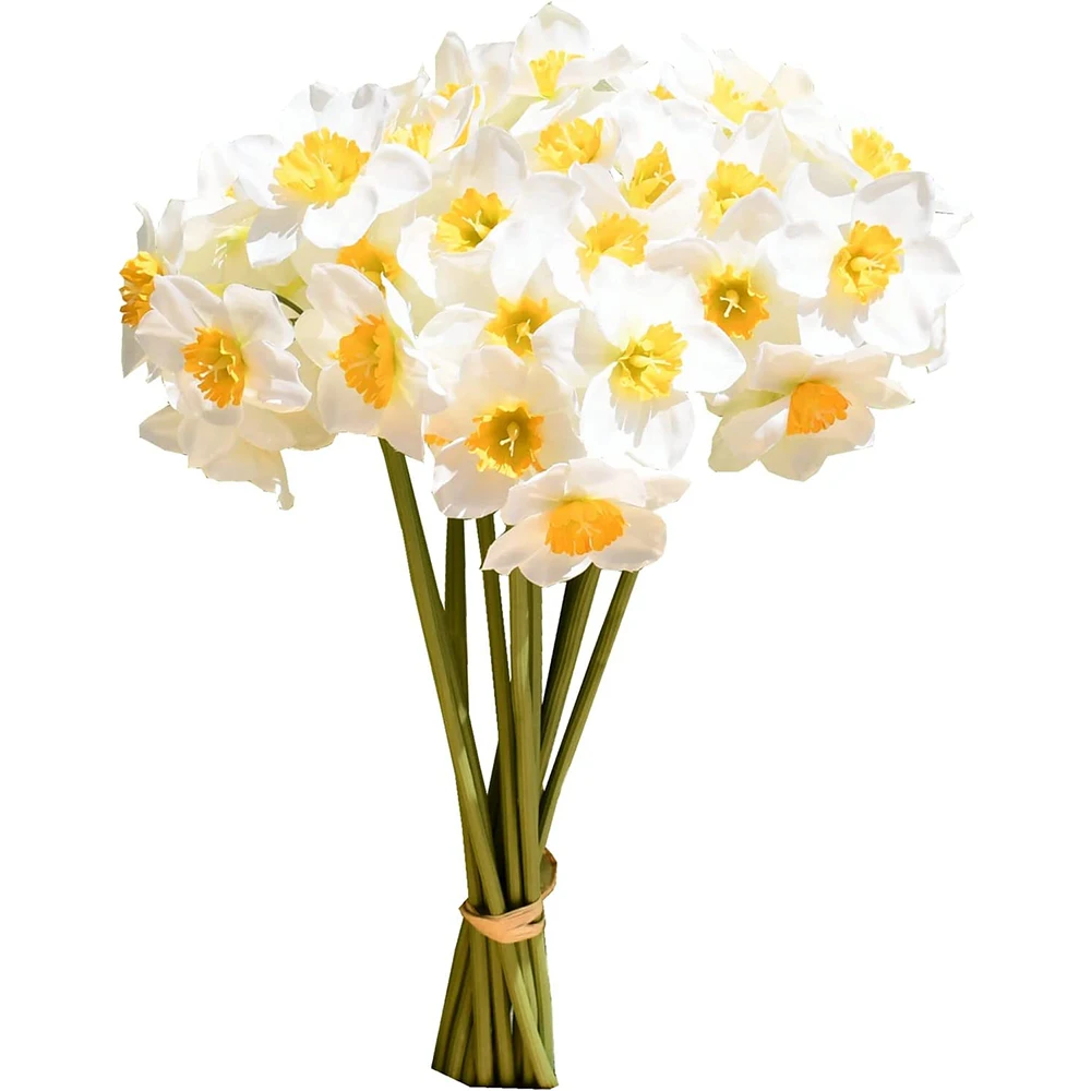 

A Bunch of 6 Artificial Daffodils Flowers 30cm Fake Narcissus Silk Flower Wedding/Party/ Home/Office Decor