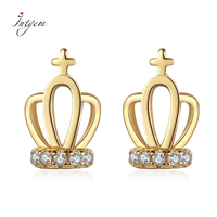 925 sterling silver gold crown inlaid shining zircon stud earrings for women party wedding anniversary cute fine jewelry gifts
