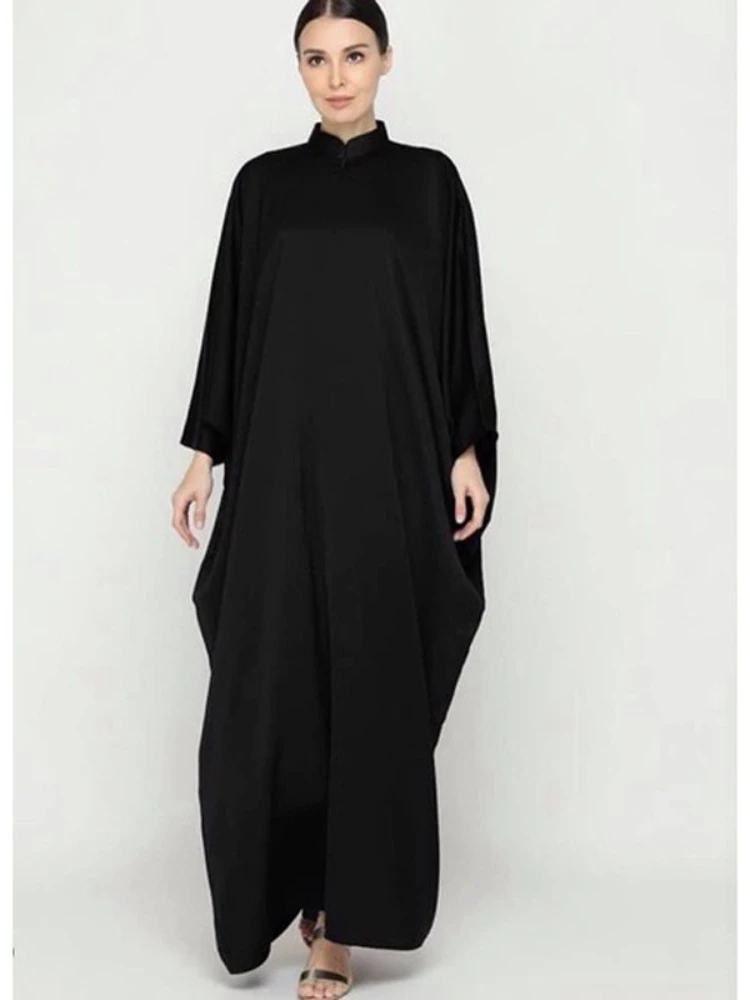 

Eid Muslim Party Dress Women Prayer Abaya Ramadan Morocco Kaftan Dubai Dresses Stand Collar Batwing Sleeve Islam Turkey Abayas