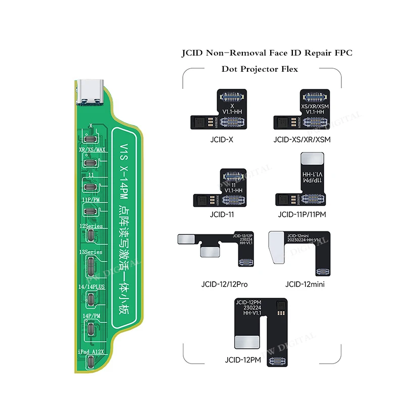 

JCID Non-removal Face ID Repair FPC Flex Cable Non-Soldering Tag-on Face Dot Projector Read and Write Flex For Iphone X-12 PM