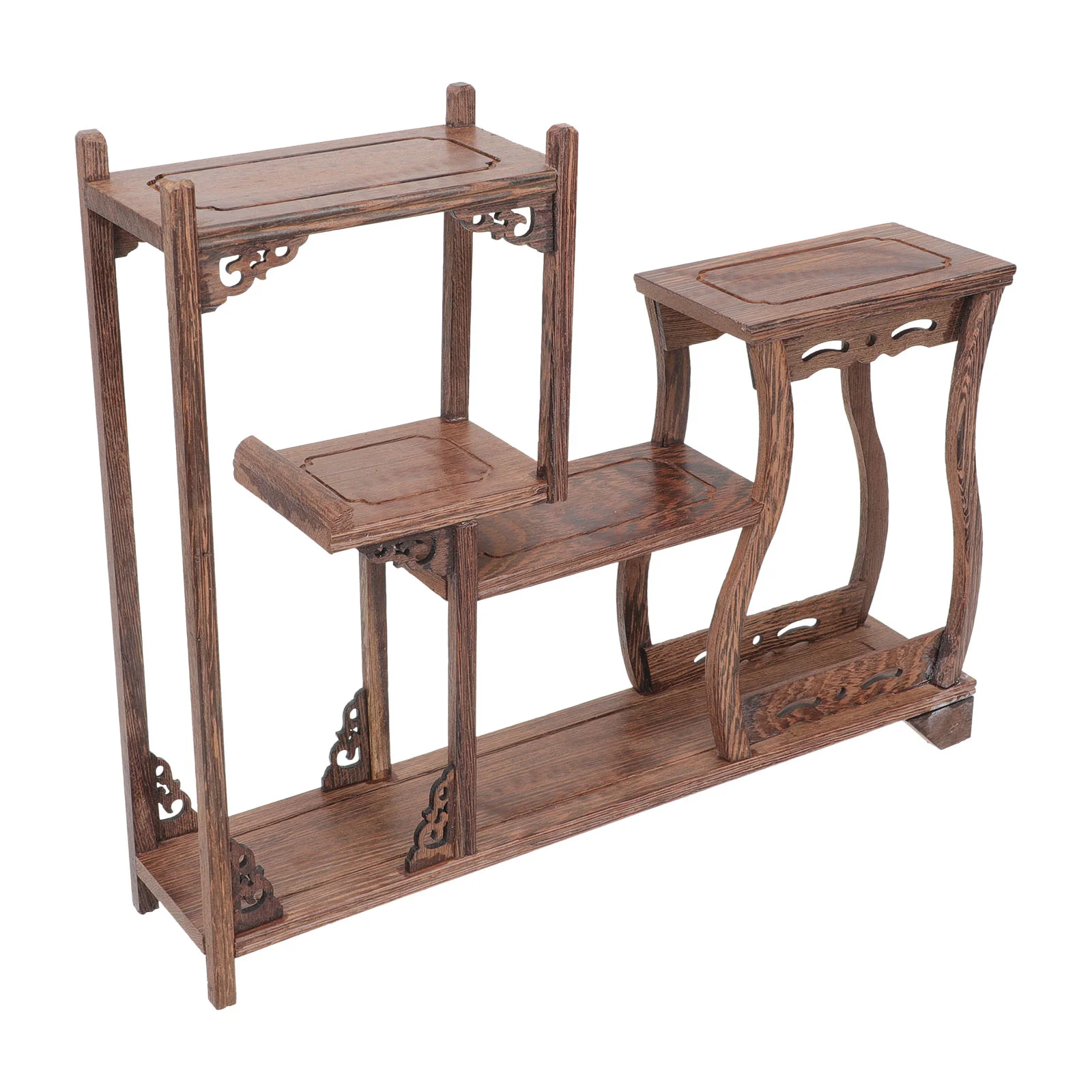 

Antique Wooden Display Stand for Tea Canisters, Flower Vases, and Succulent Planters in Home or Office