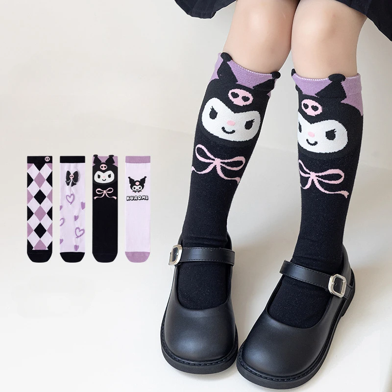 

Детские носки Kawaii Sanrio Kuromi Y2K с героями мультфильмов, милые носки в Стиле Лолита, хлопковые дышащие носки до середины икры для девочек на осень и зиму, гольфы