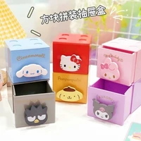 kawaii sanrios storage box kitty kuromi my melody cinnamoroll cartoon mini overlay portable storage drawer toys for girls gifts