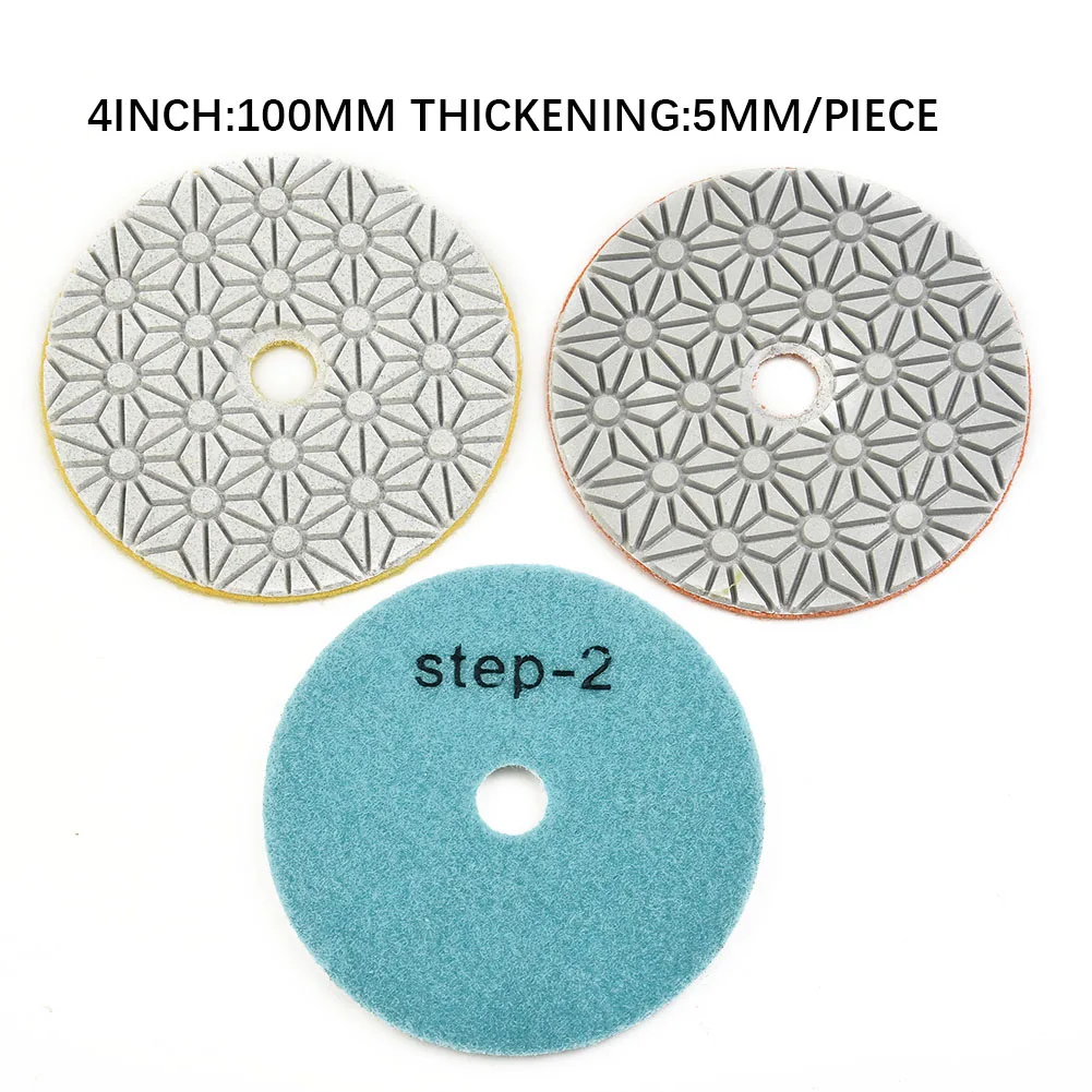 

3PCS 4Inch Dry/wet Diamond 3 Step Polishing Pads For Granite Stone Concrete Marble Grinding Abrasive Power Tools Dropshippin G