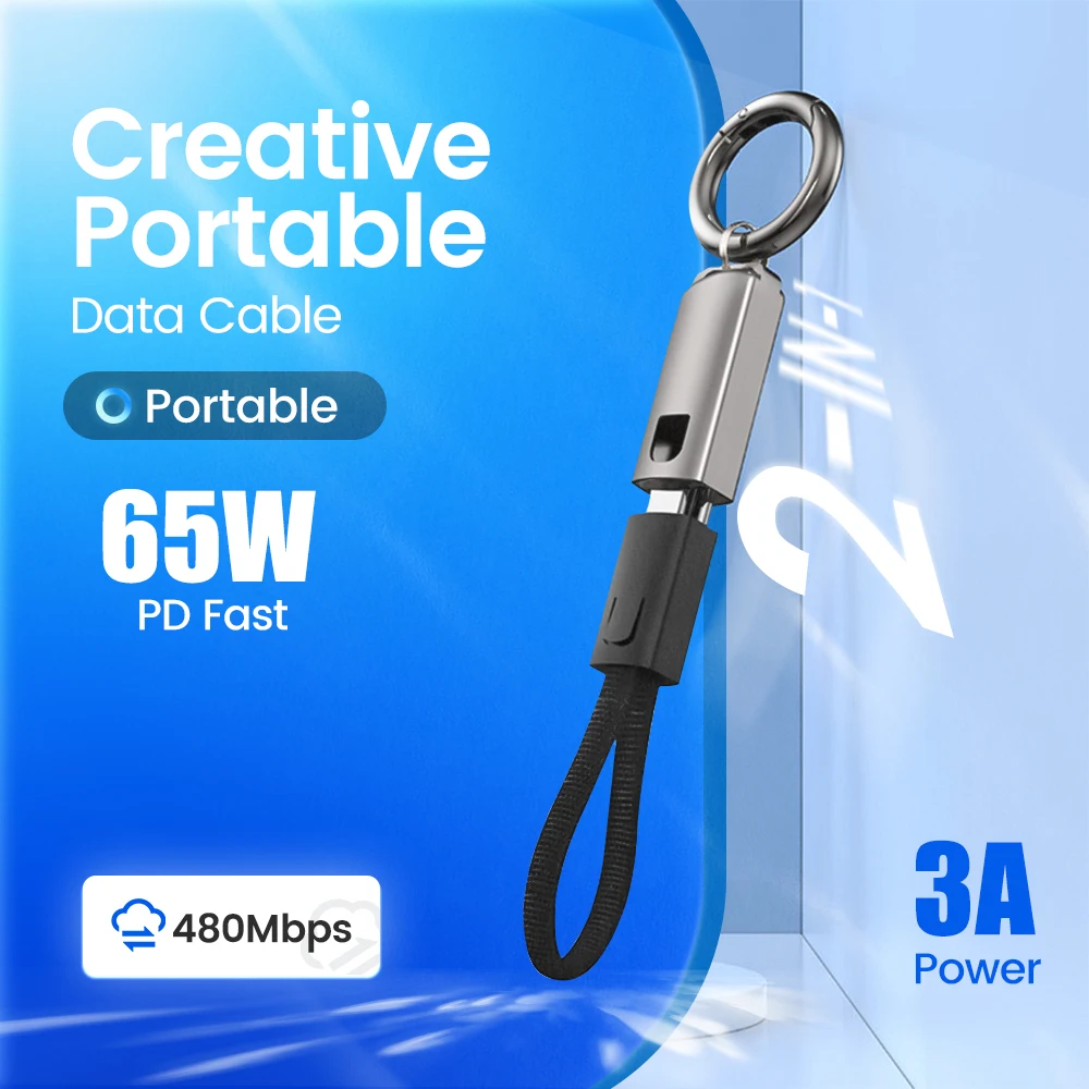 Брелок типа C TO Type Кабель PD 65 Вт Шнур для быстрой зарядки данных iPhone 15 Pro Max Plus Xiaomi