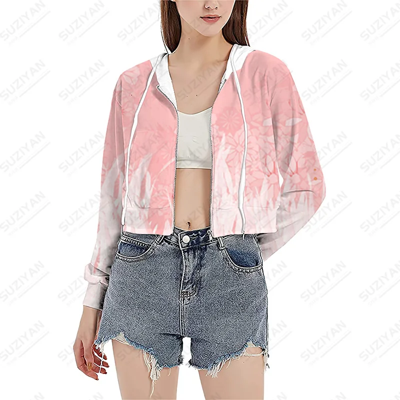 

Hoodies For Women Zipper Top Women Korean Version Preppy Outwea Vintage Outerwear Short Hoodies Street Elegant Women Solid