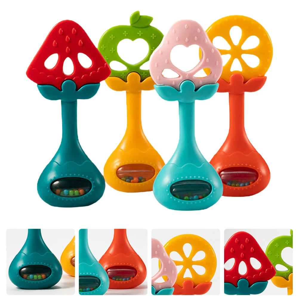 

4pcs Silicone Rattle Toys Baby Teething Toys Grinding Toys Teether Molar Tools